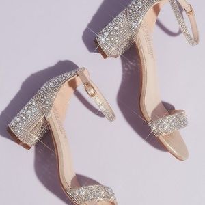 allover crystal glitter block heel sandals